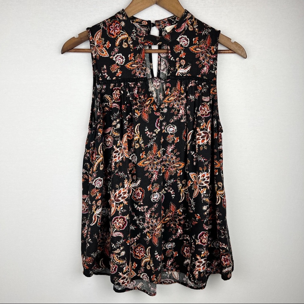 Sophie Rue Top Keyhole Sleeveless Floral Paisley